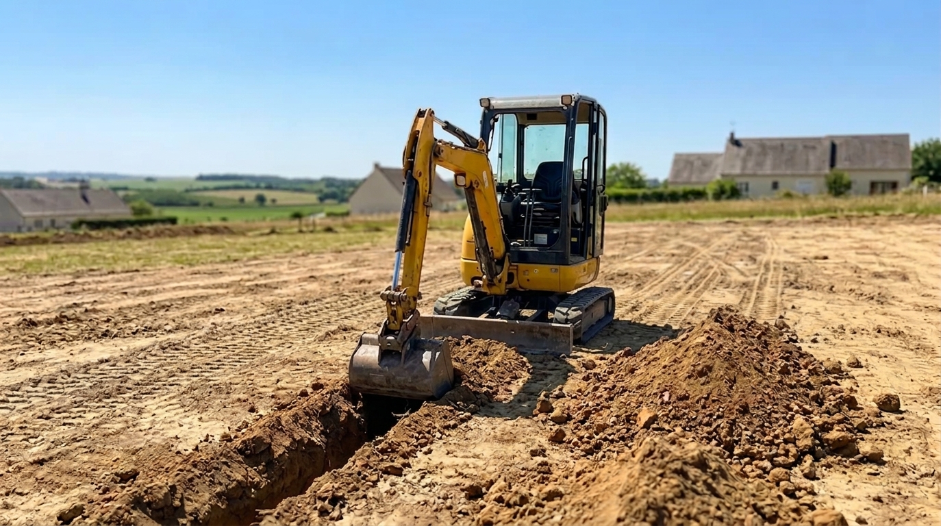 Préparation d'un terrain pour des travaux d'aménagement extérieur