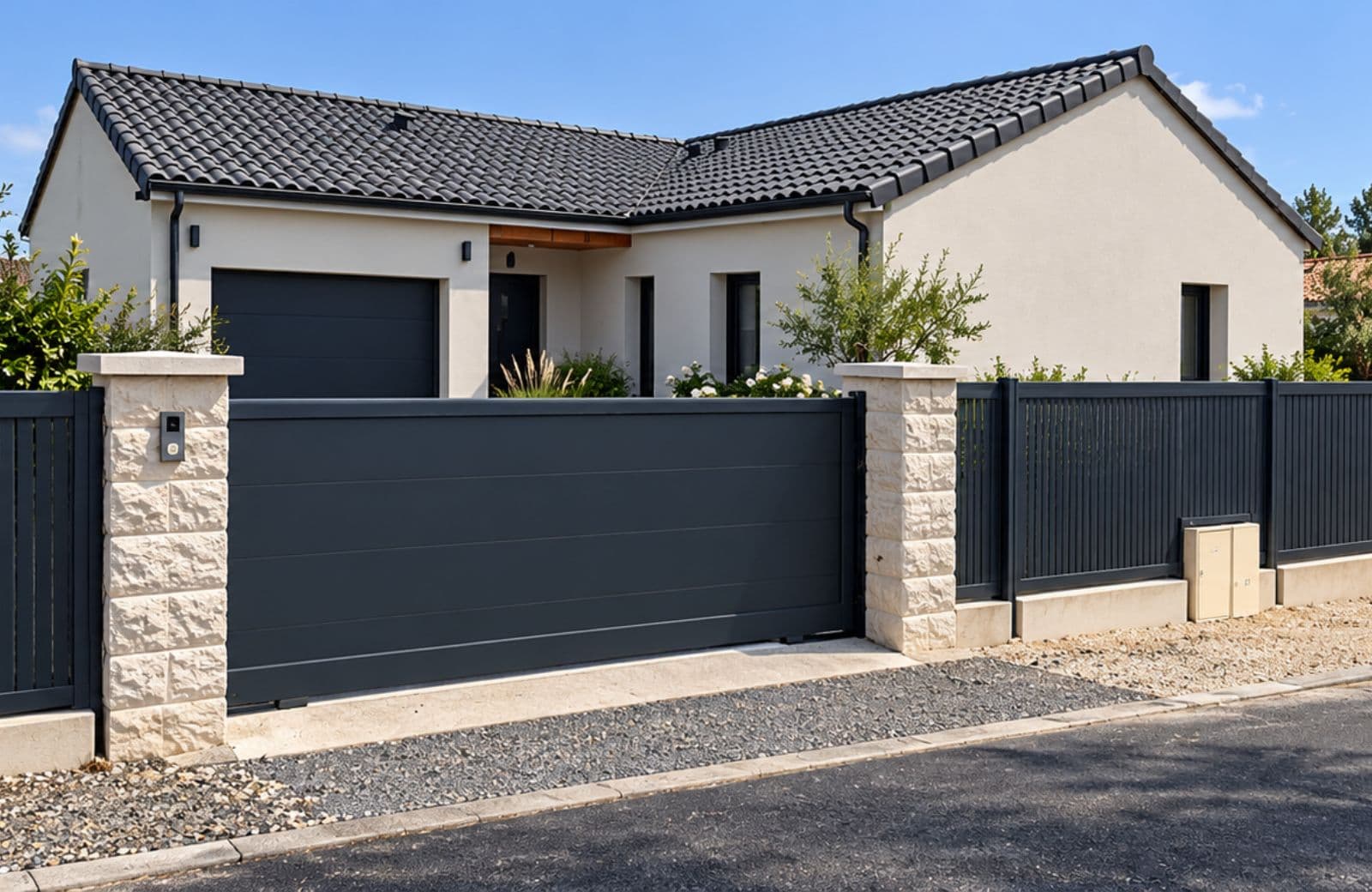 Clôture et portail dans un aménagement extérieur à Châtellerault