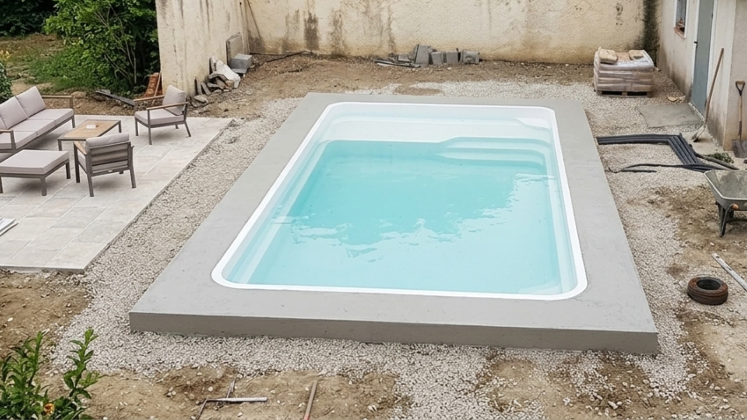 Réalisation ceinture béton et margelles piscine