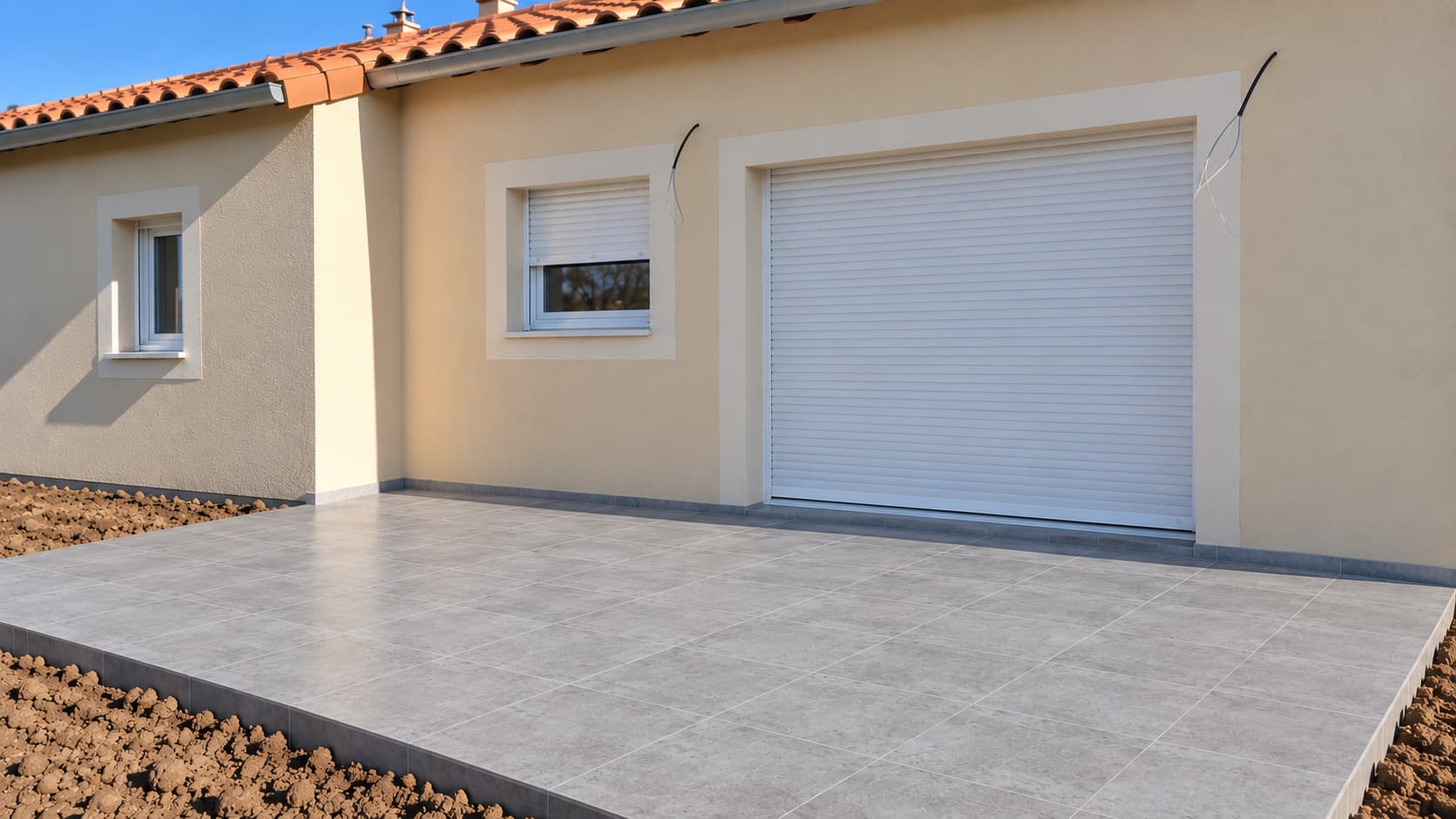 Terrasse béton réalisée à Poitiers avant pose du carrelage extérieur